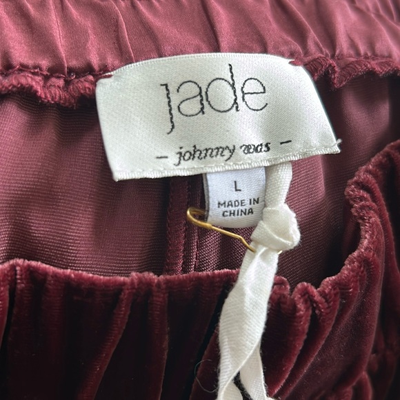NWT Johnny Was WINE Wide Slip-on Tiered Pants Silk-blend velvet US L - Picture 4 of 8